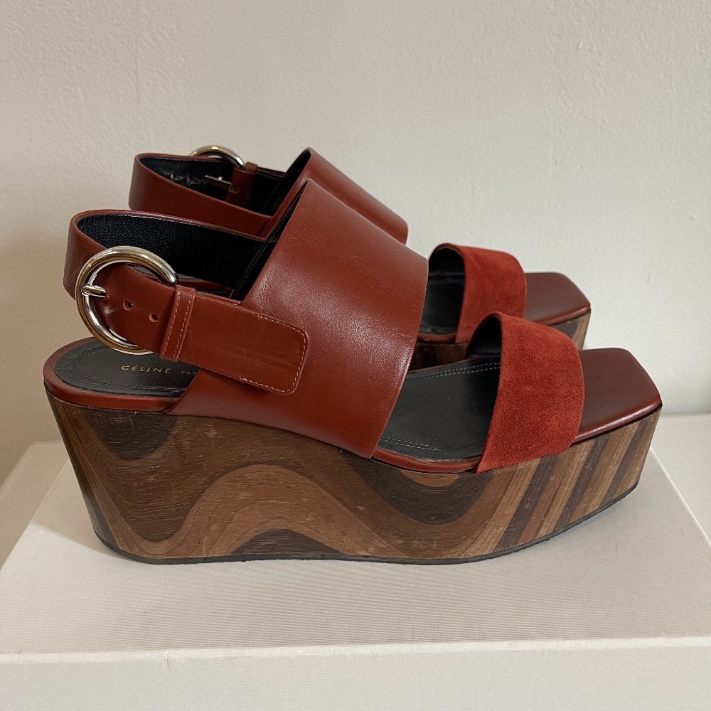 Céline Leather and Suede wedges